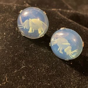 Vintage Etched Blue Crystal Earrings